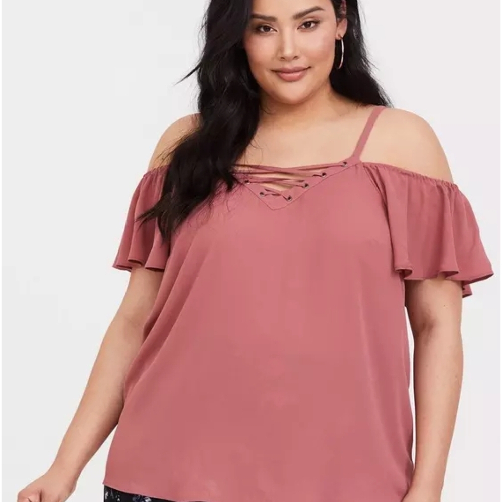 Torrid Mauve Cold-Shoulder Blouse